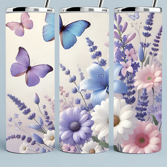 Butterflies and flowers tumbler