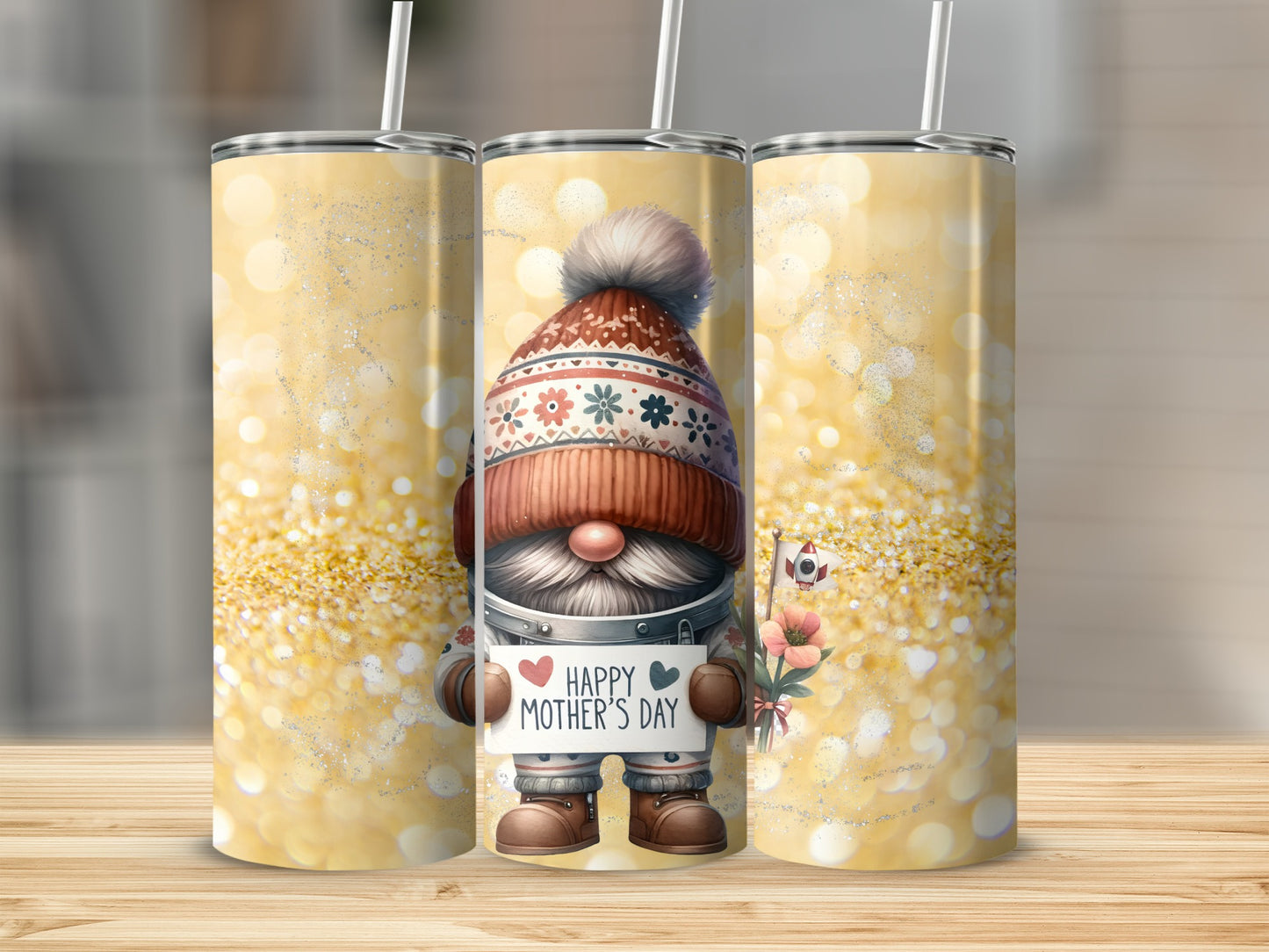 Happy Mother's Day Gnome Tumbler Sparkle Design Gift