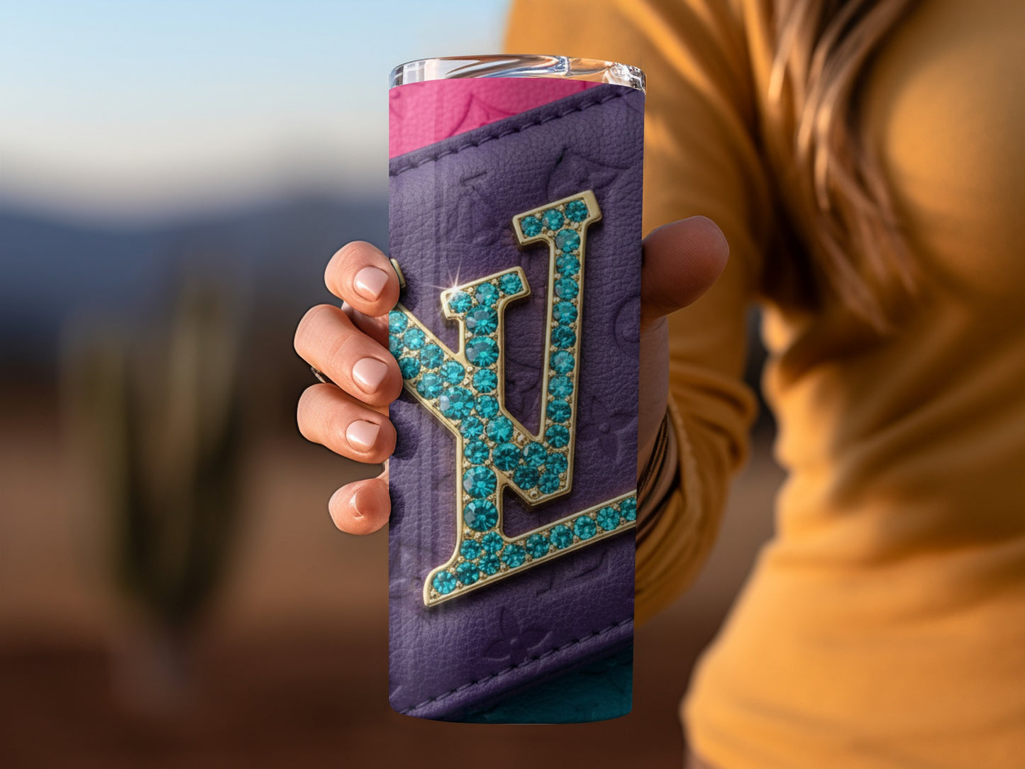 Elegant Purple and Blue Monogrammed Tumbler