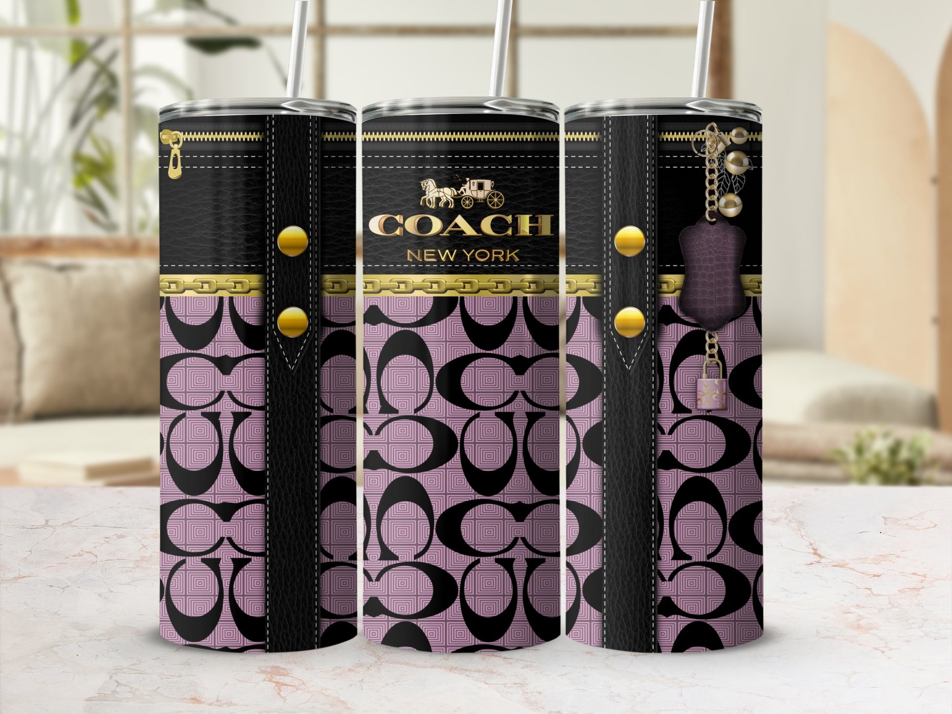 Stylish Coach New York Patterned Tumbler Cup Design