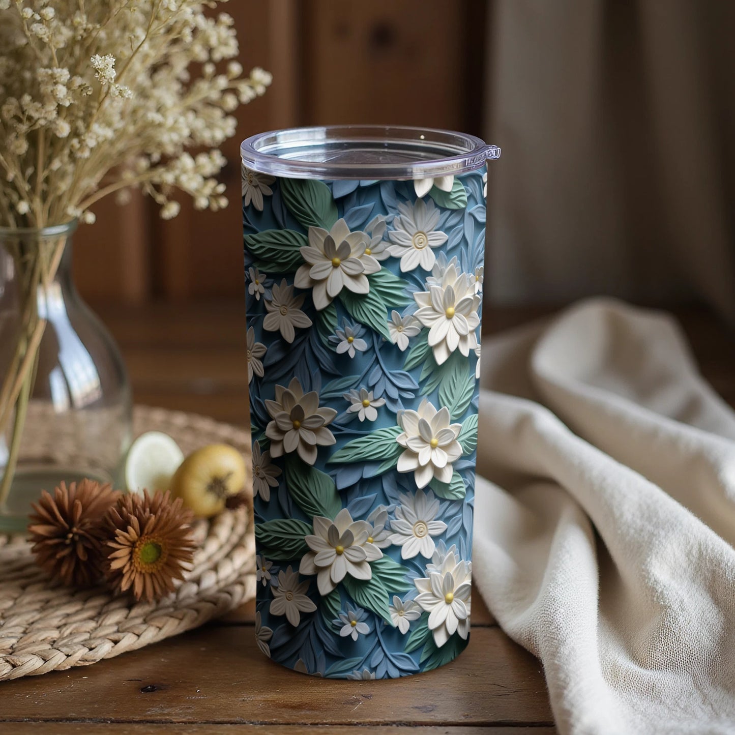 Charming Floral Patterned Insulated Tumbler Cup
