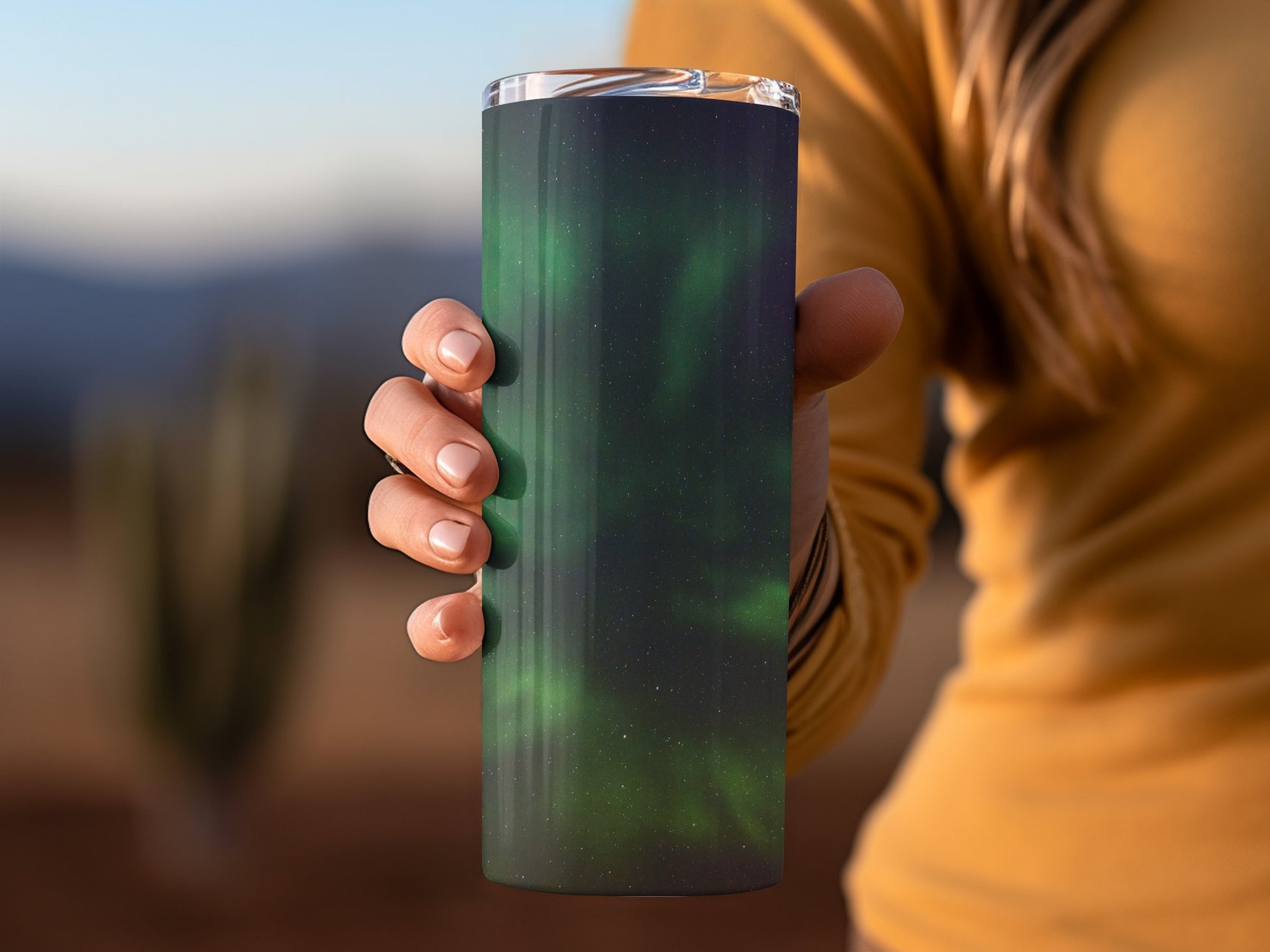 Northern Lights Inspired Double Wall Tumbler Cup