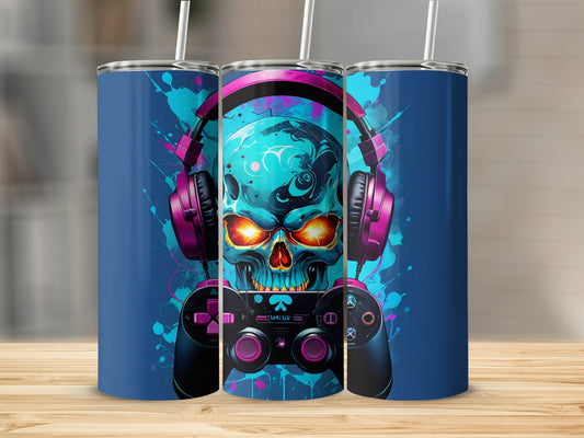 Gaming Skull with Headphones Tumbler for Gamers