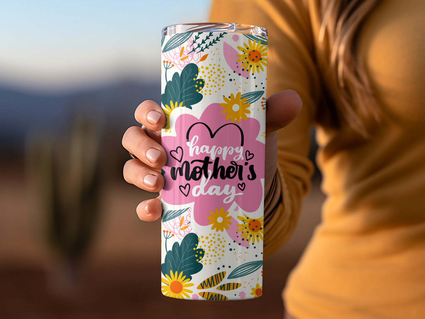 Colorful Happy Mother's Day Floral Design Cup