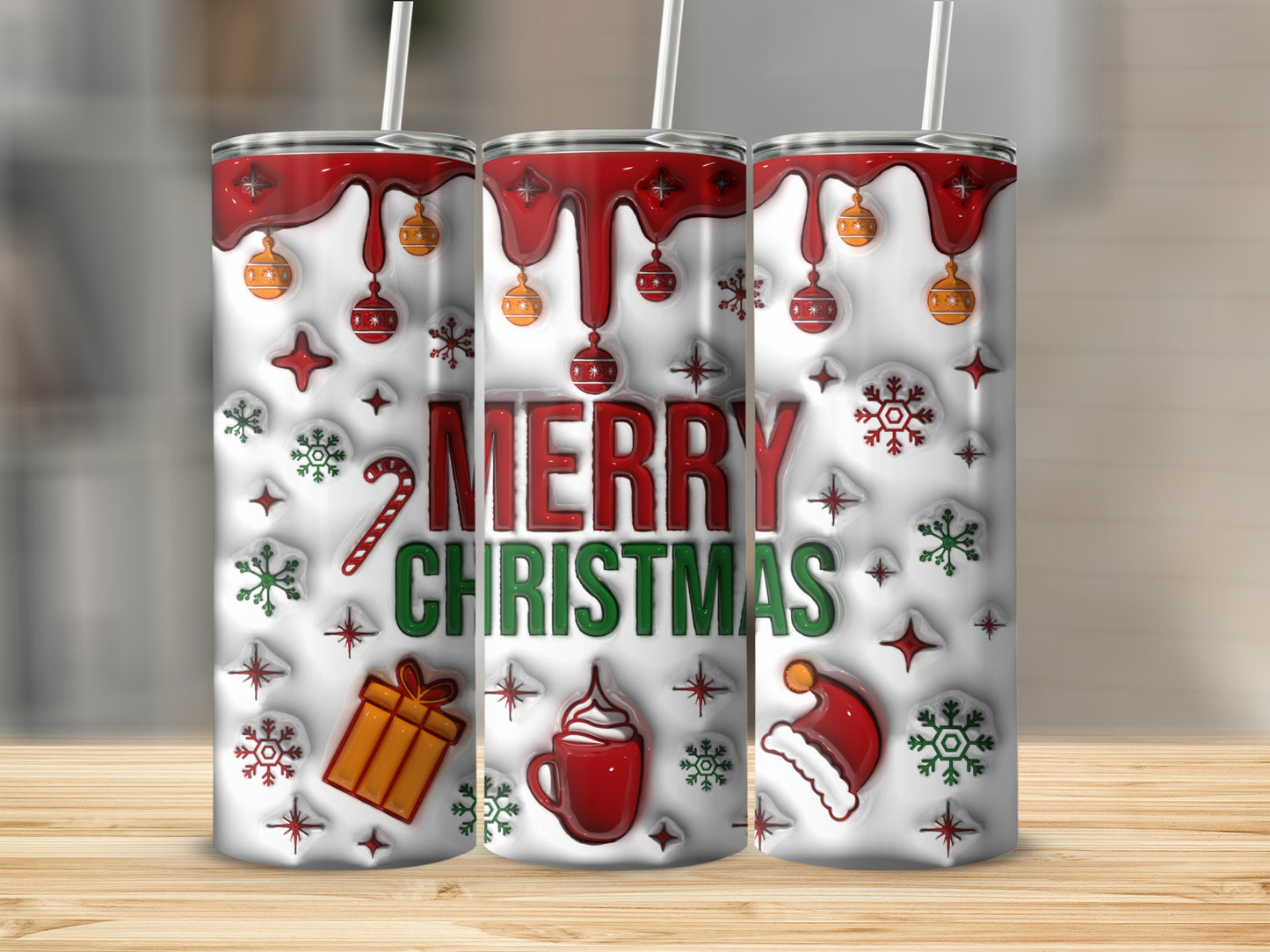 Festive Holiday Merry Christmas Insulated Tumbler