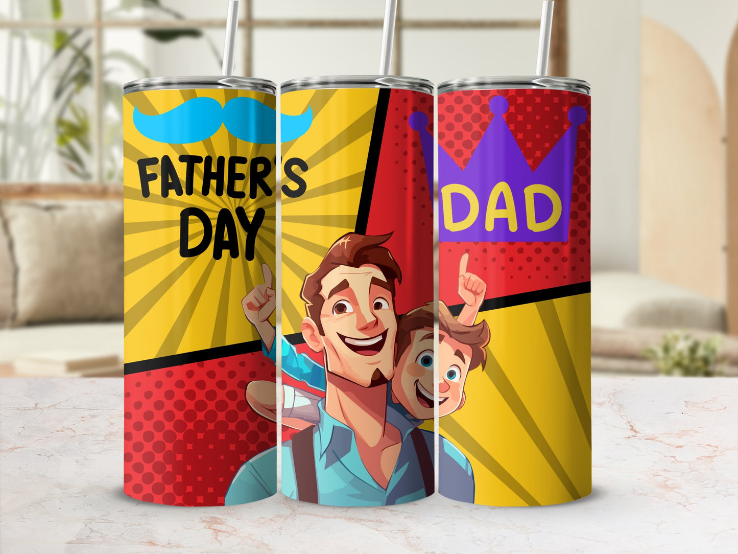 Father's Day Dad Comic Style Tumbler Gift Idea