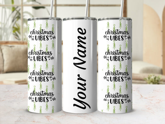Personalized Christmas Vibes Insulated Tumbler Customizable