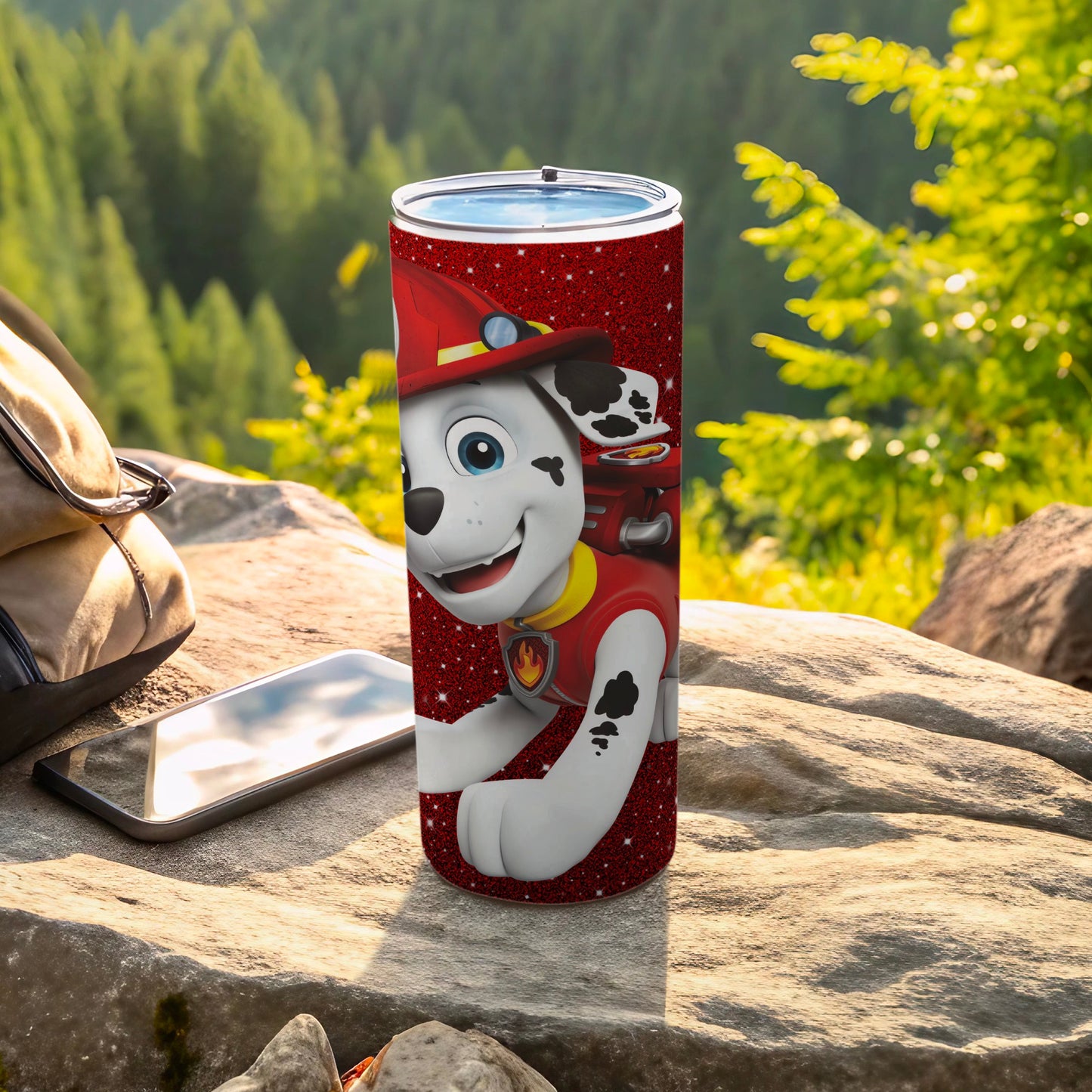 Cute Firefighter Dalmatian Design Insulated Tumbler Cup