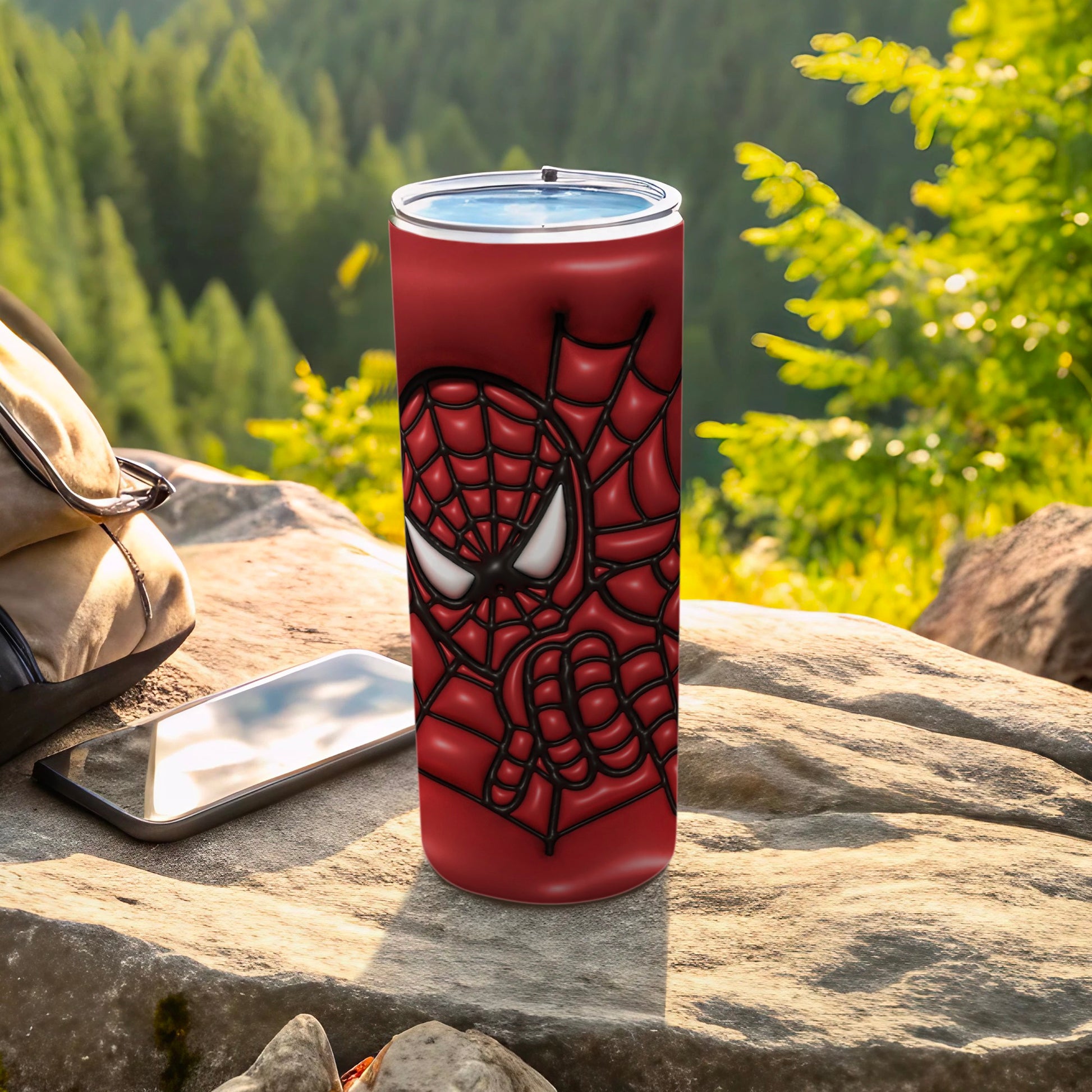 Vibrant Red Spider Comic Themed Insulated Drink Tumbler
