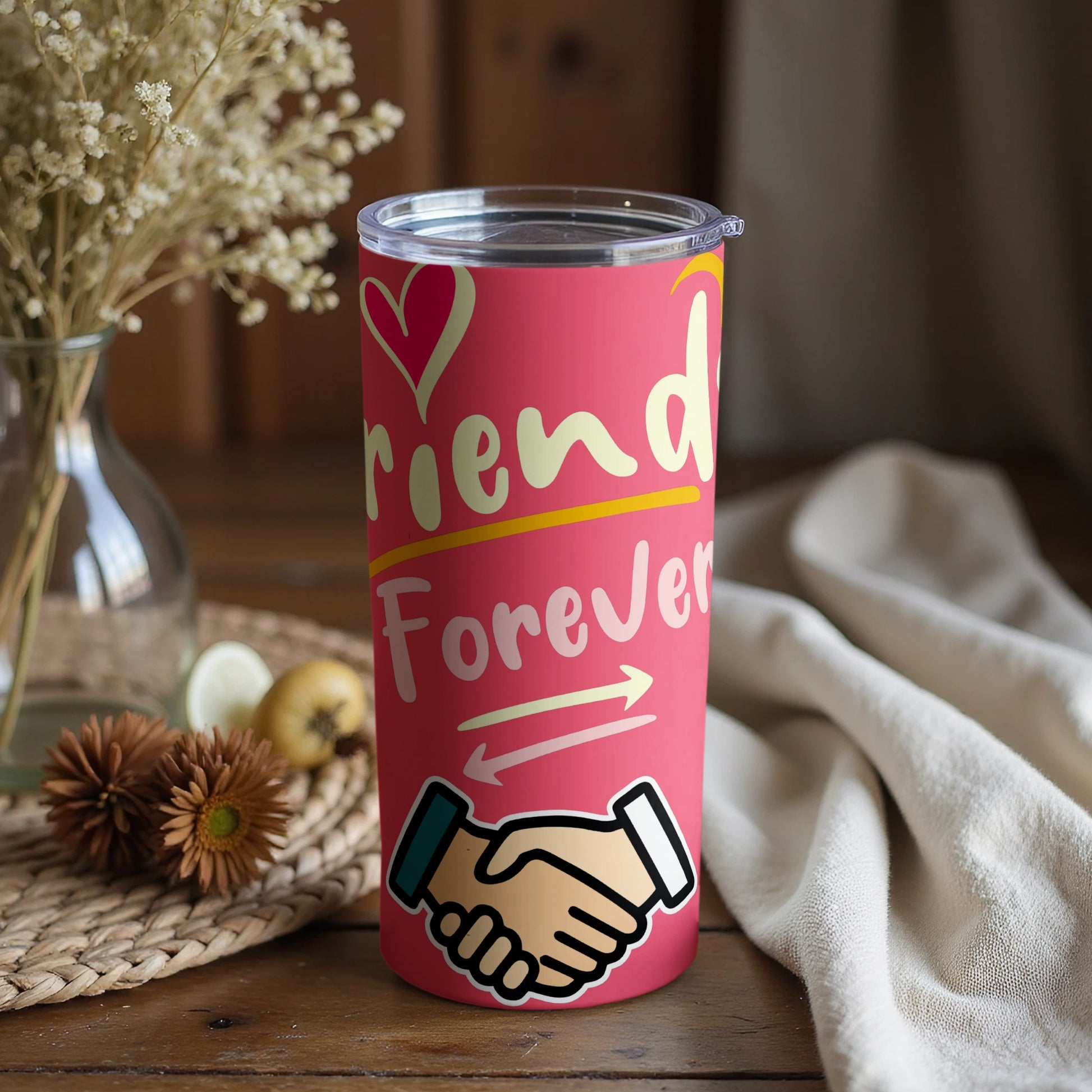 Friends Forever Insulated Tumbler with Handshake Design