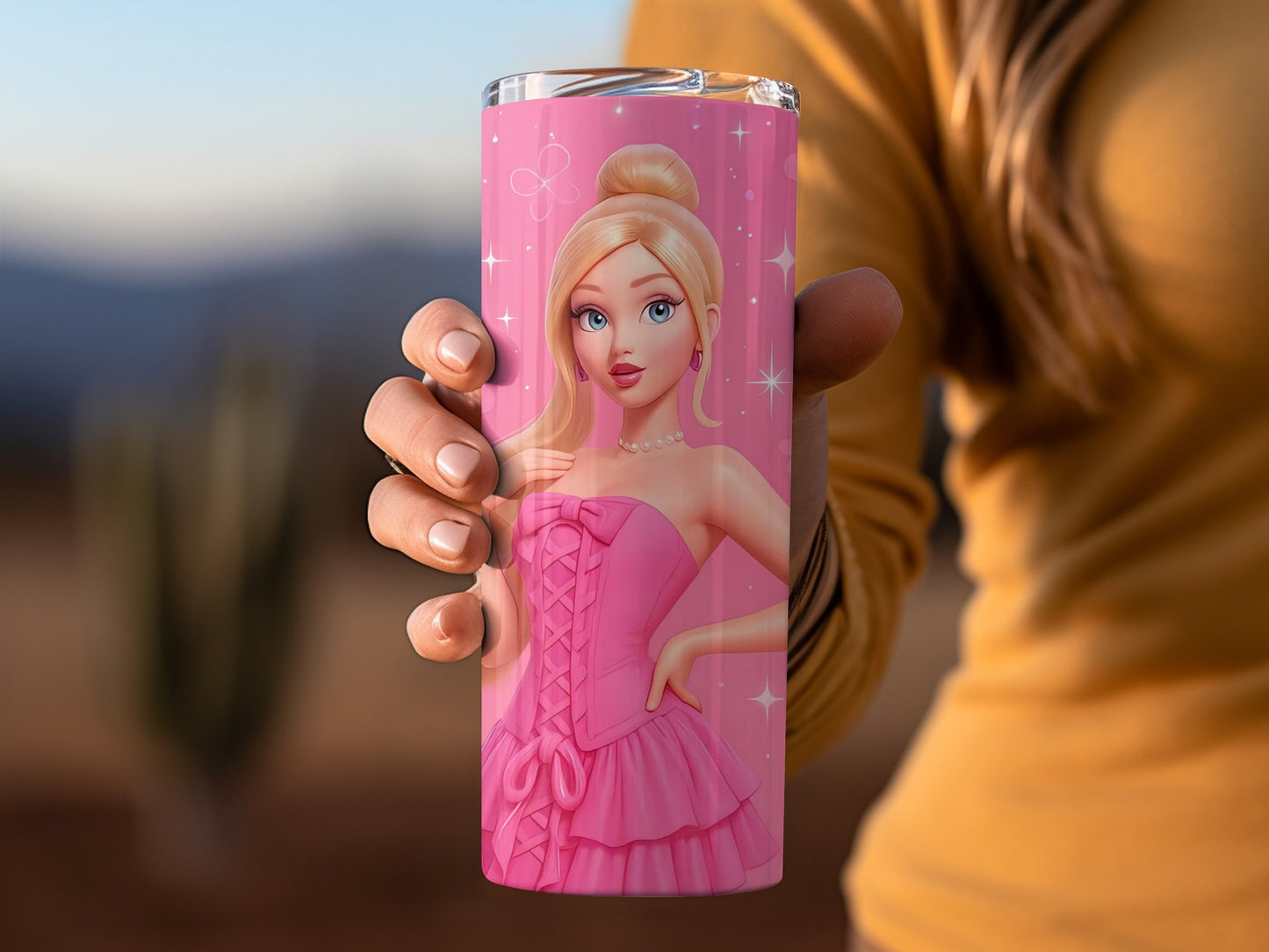 Pink Barbie Girl Flowers Stars On A Background Tumblers