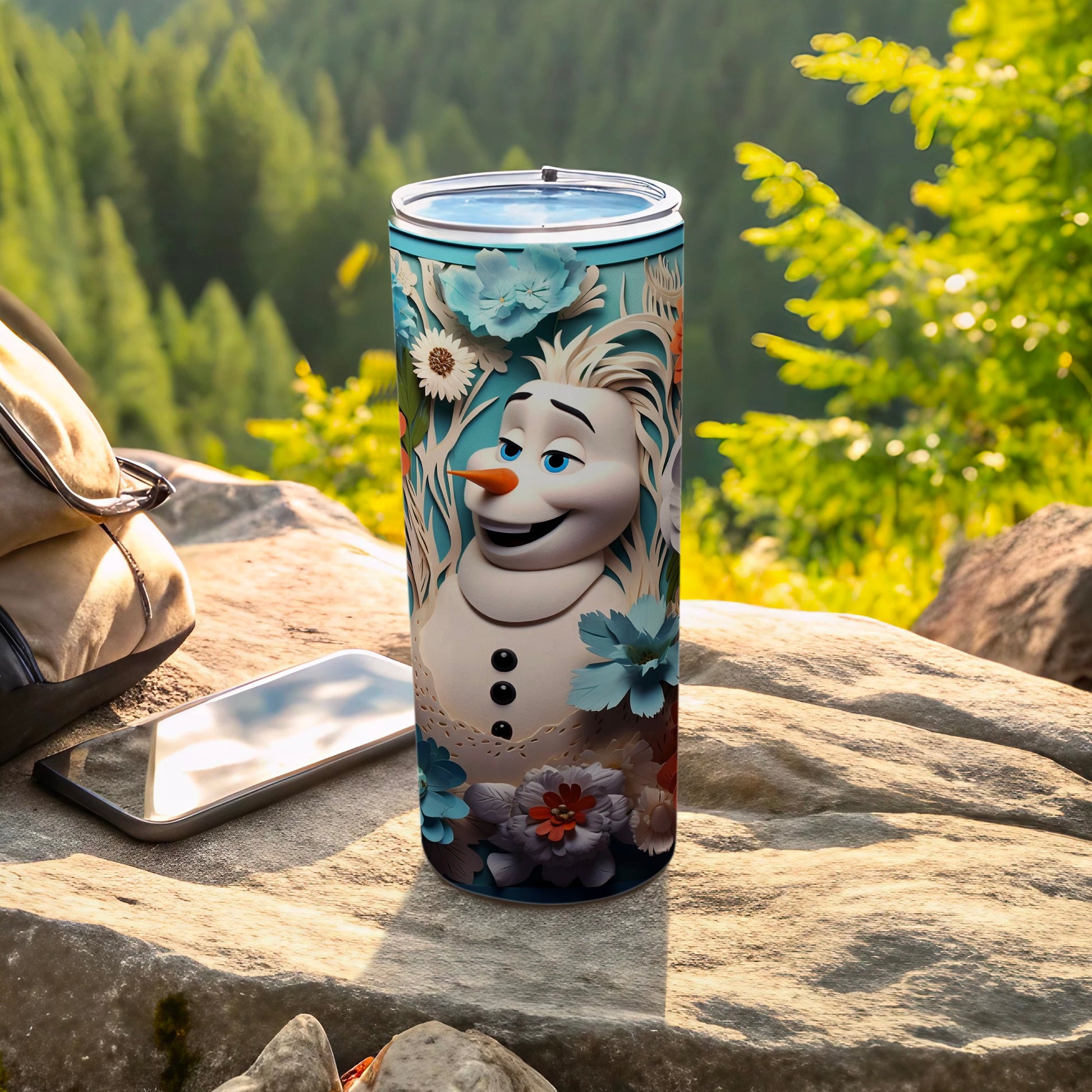 Frozen Olaf Tumbler with Floral Design