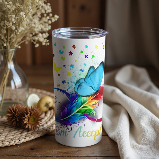Autism Acceptance Tumbler with Butterfly Design