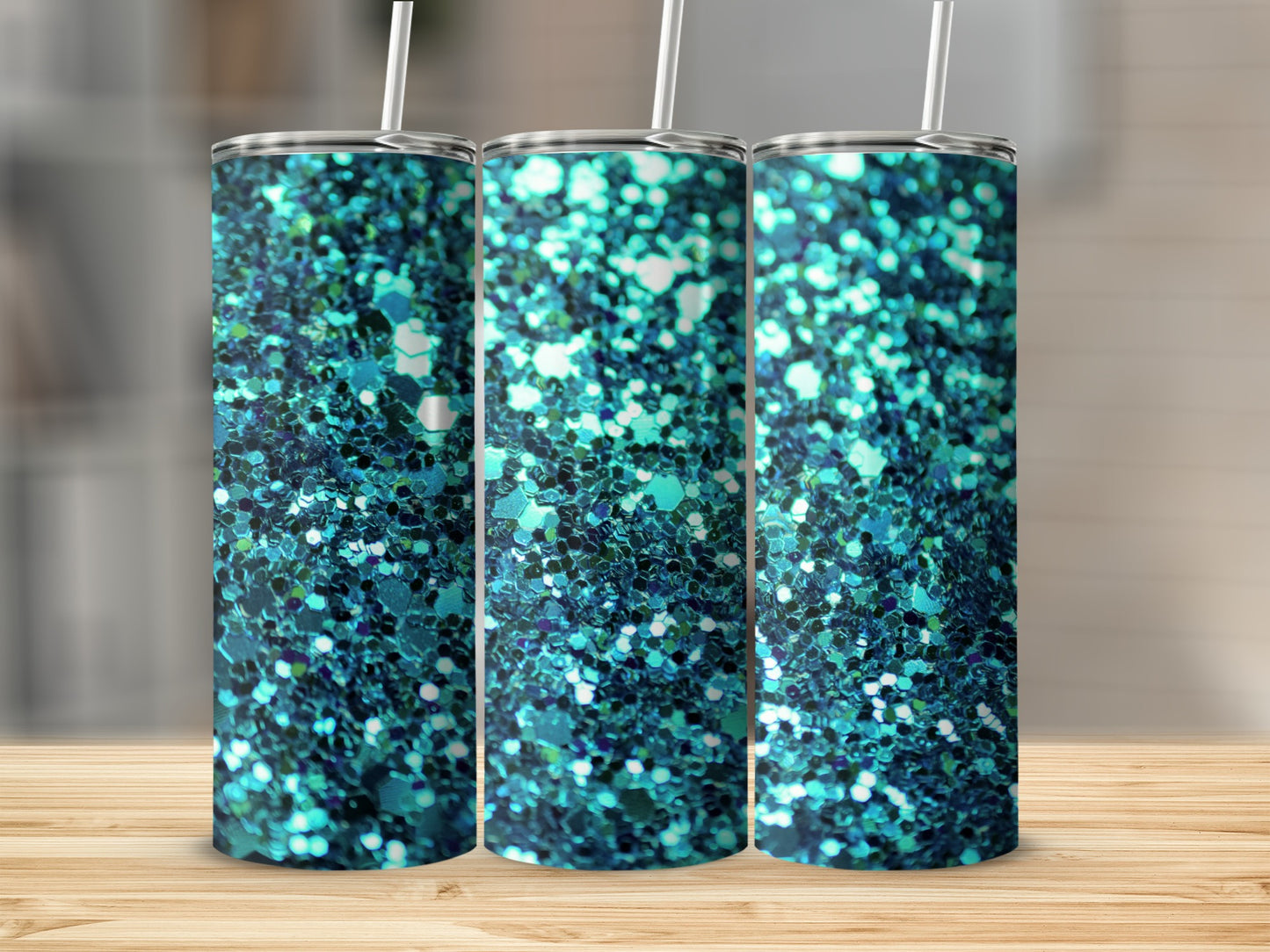 Sparkling Blue Green Glittery Design Tumbler product