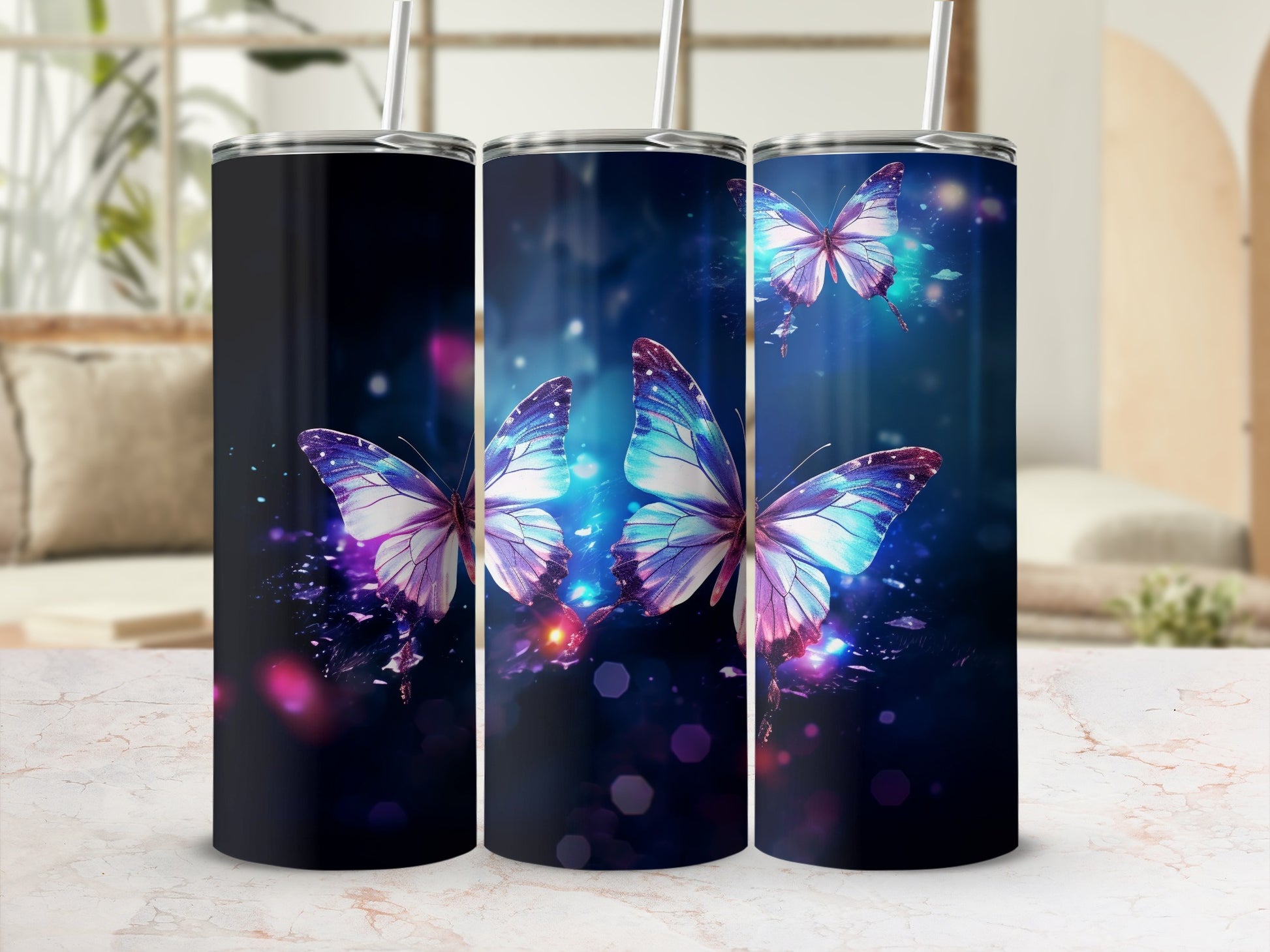 Glowing Purple Blue Ethereal Butterflies Dark Art product type