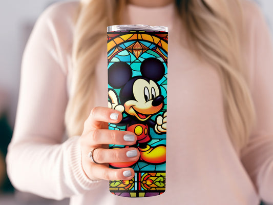 Colorful Mickey Mouse Stained Glass Design Tumbler