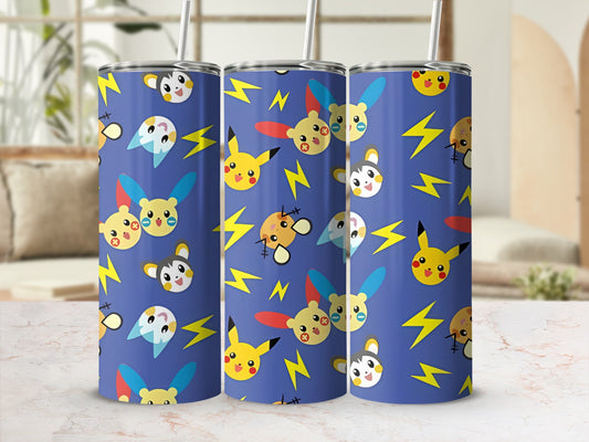Cute Cartoon Character Blue Tumbler Cup with Straw