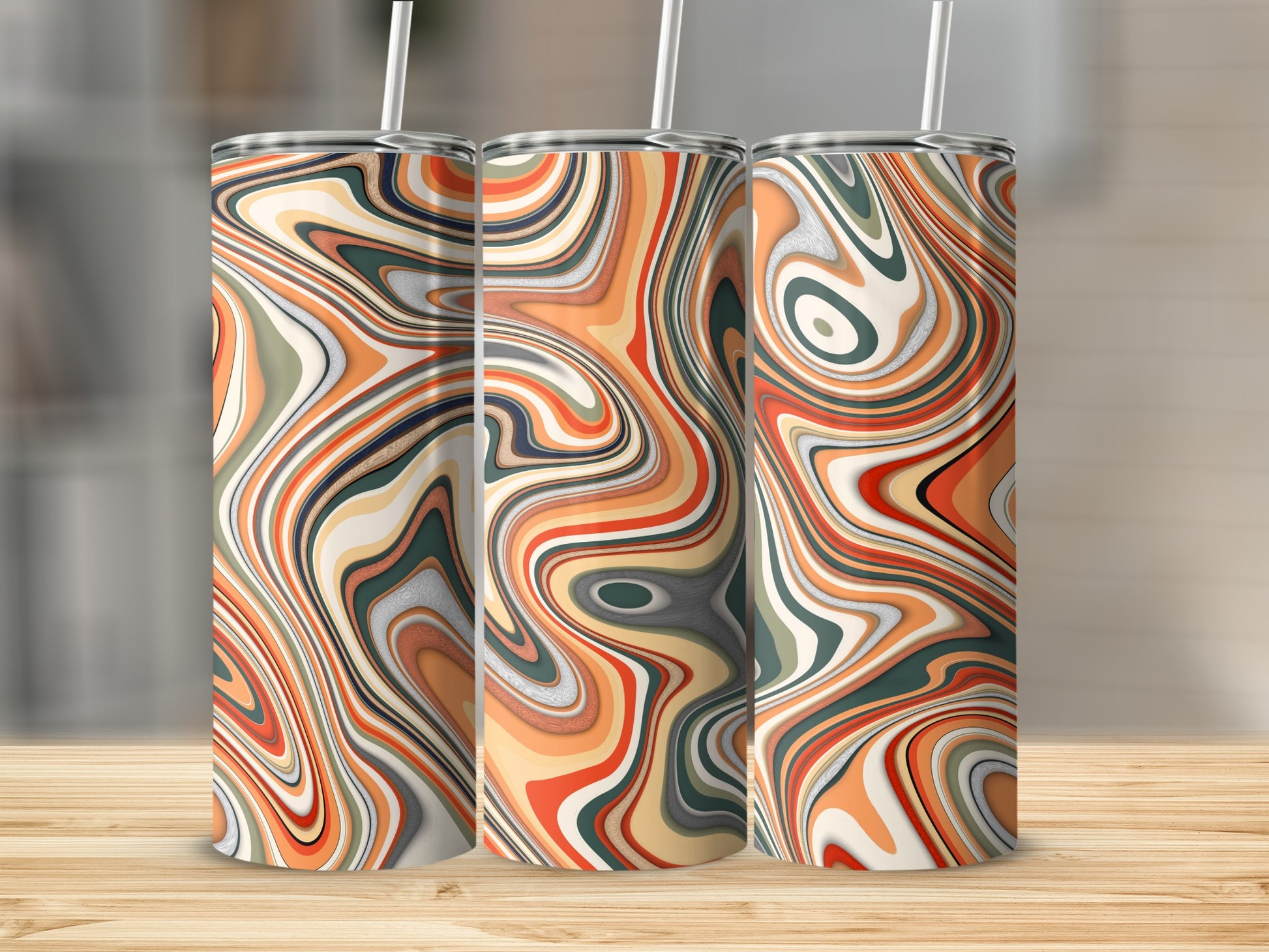 Abstract Swirl Pattern Insulated Drinkware Product