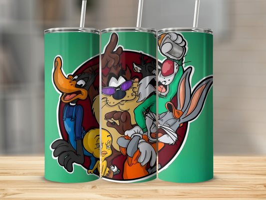 Classic Cartoon Characters Tumbler with Straw Flask