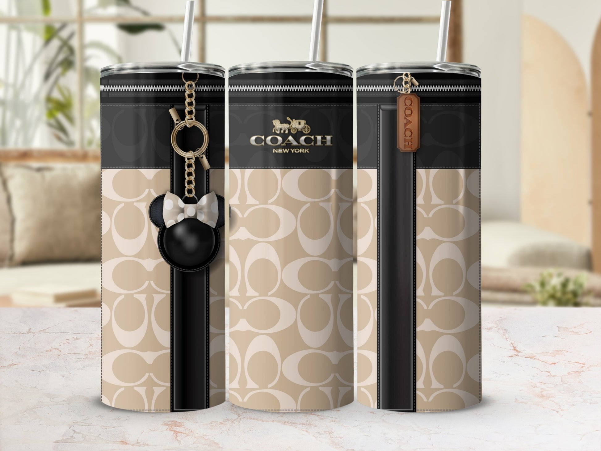 Elegant Coach New York Patterned Tumbler Cup