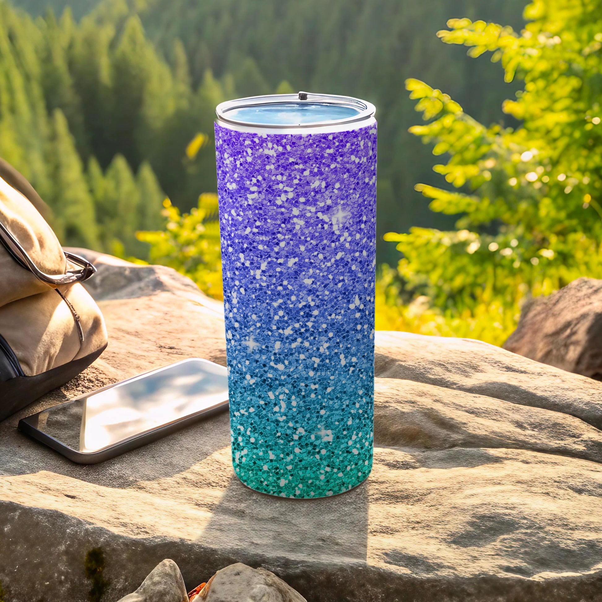 Purple Blue Teal Glitter Ombre Design Tumbler product type