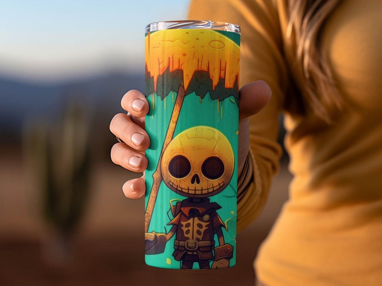 Colorful Skeleton Warrior Art Travel Tumbler Product