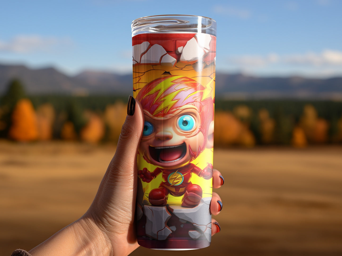 Flashy Cartoon Character Tumbler Bright and Fun Design