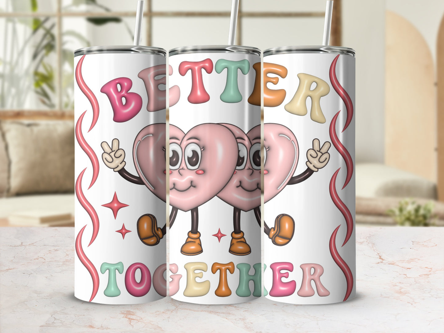 Better Together Cartoon Heart Characters Tumbler