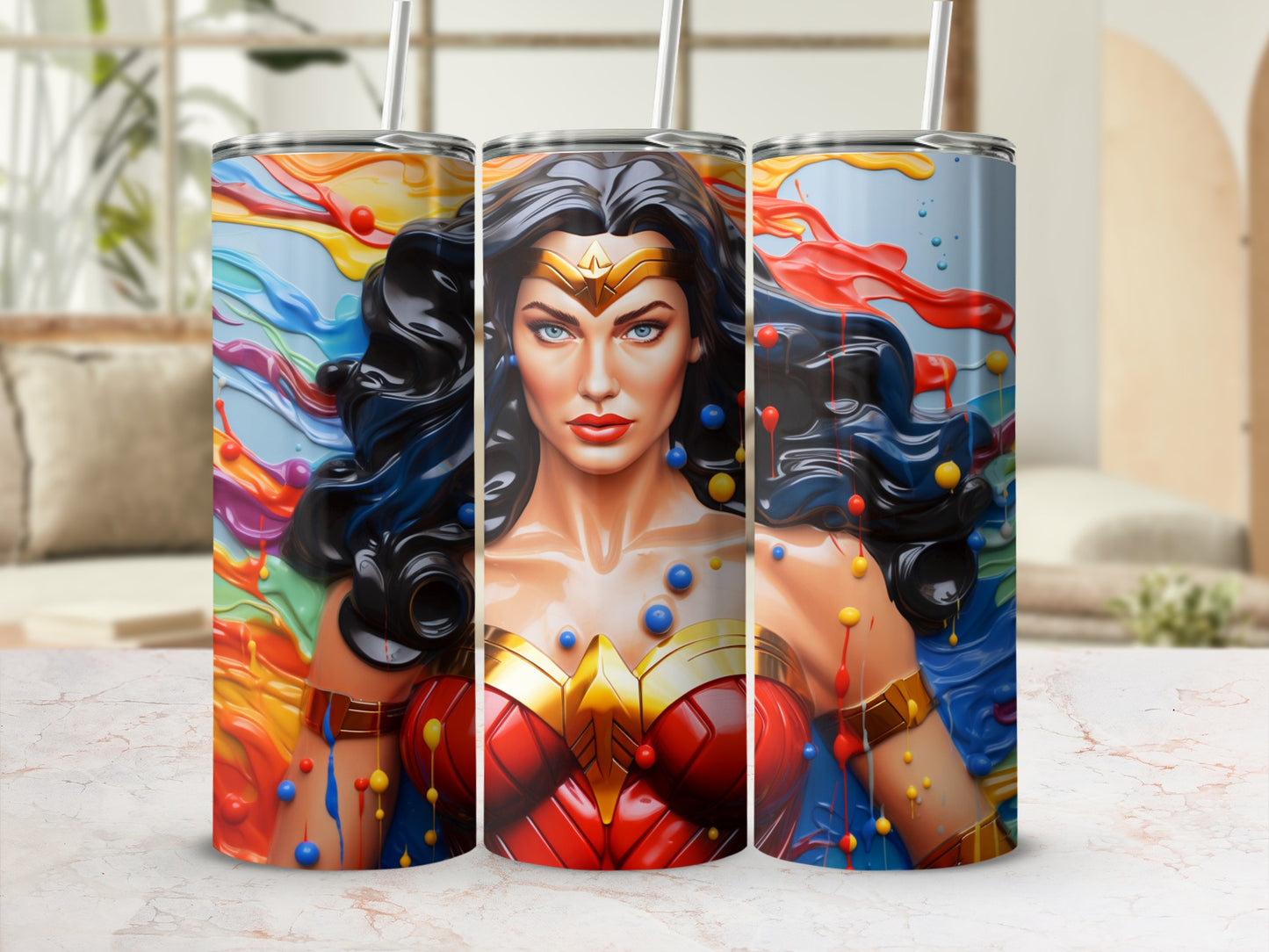 Colorful Heroine Graphic Travel Tumblr with Straw