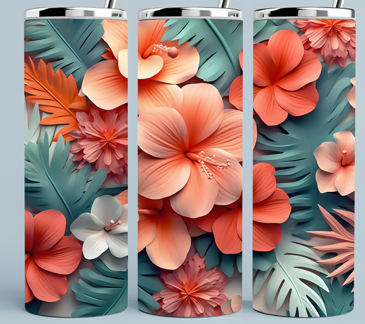 3D Paper Flowers Teal and Peach