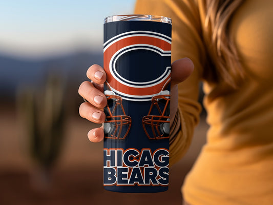 Chicago Bears Football Helmets Logo Art Sport Tumblers