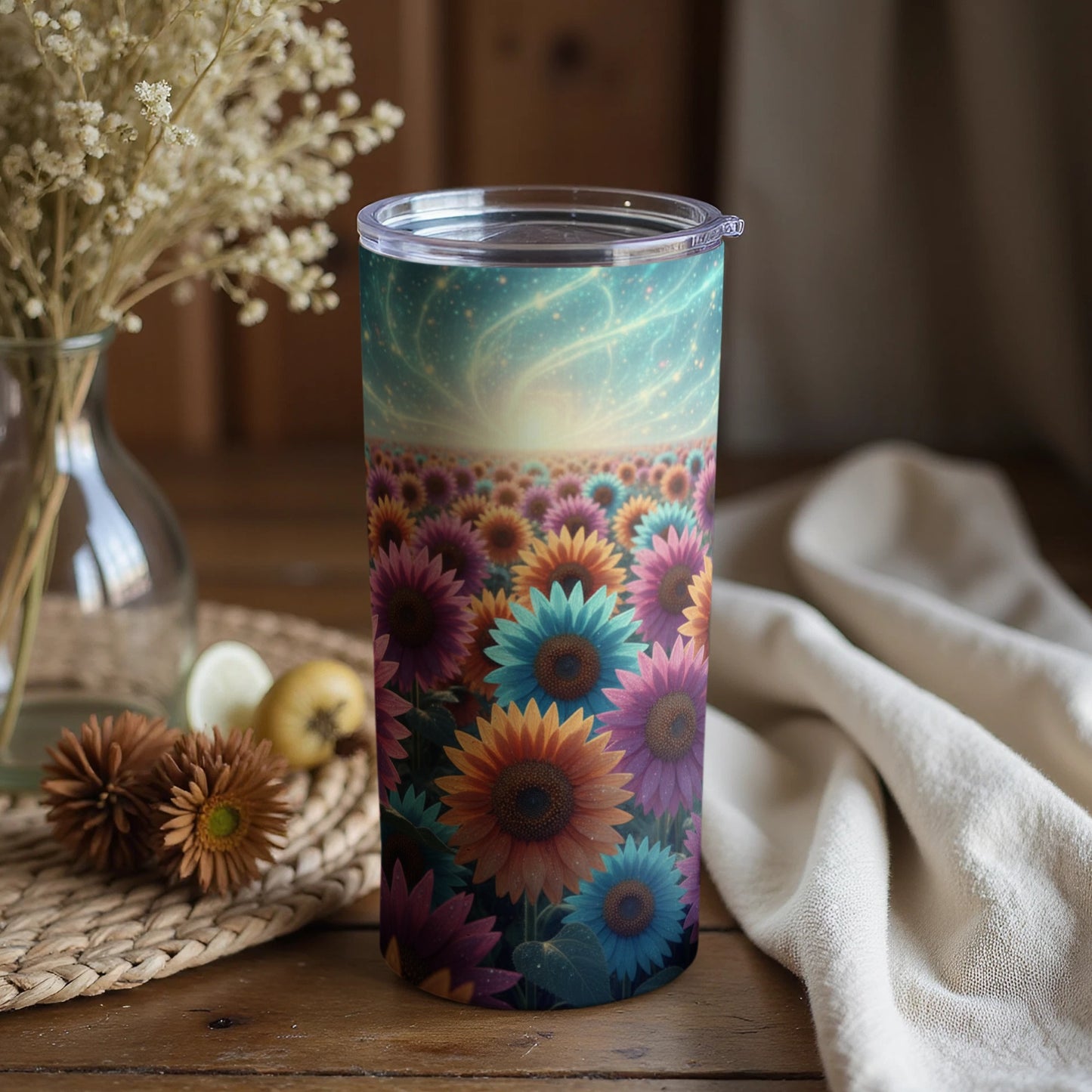 Vibrant Sunset Sunflower Design Insulated Tumbler