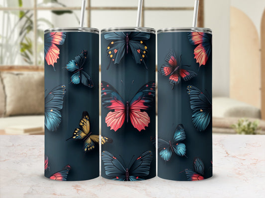 Colorful Butterflies Patterned Tumbler product type