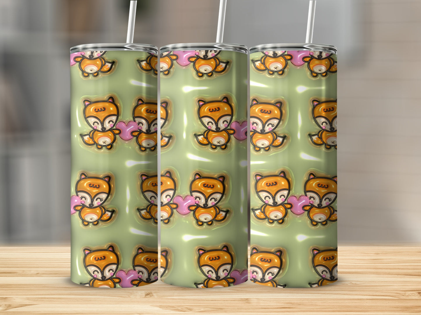 Adorable Fox and Bear Patterned Tumbler for Kids