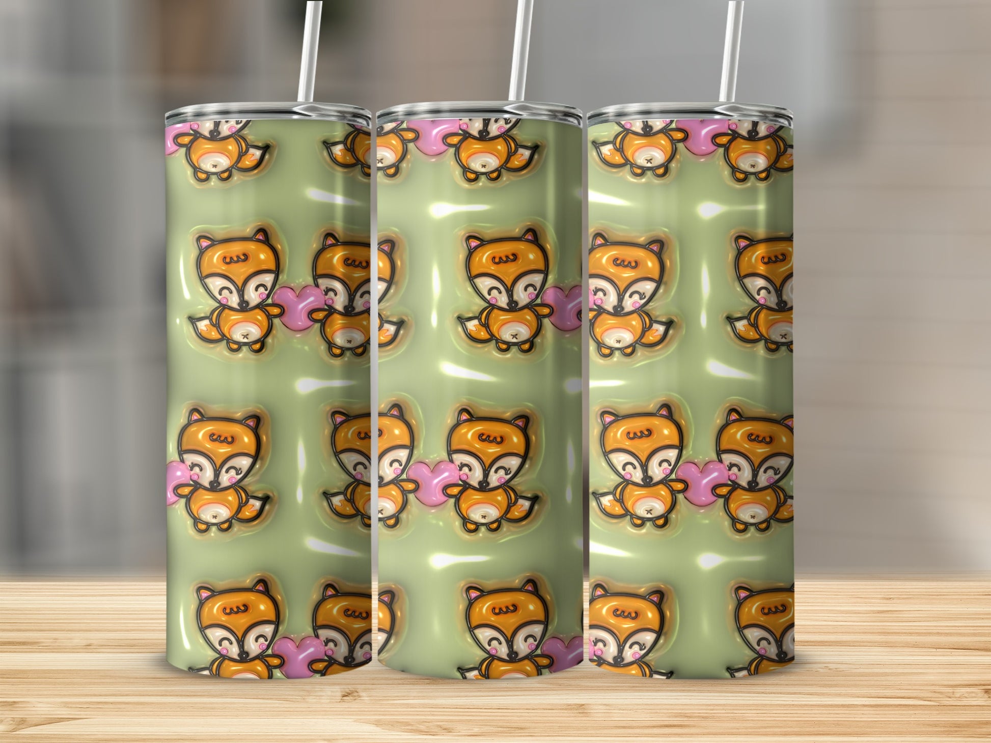 Adorable Fox and Bear Patterned Tumbler for Kids