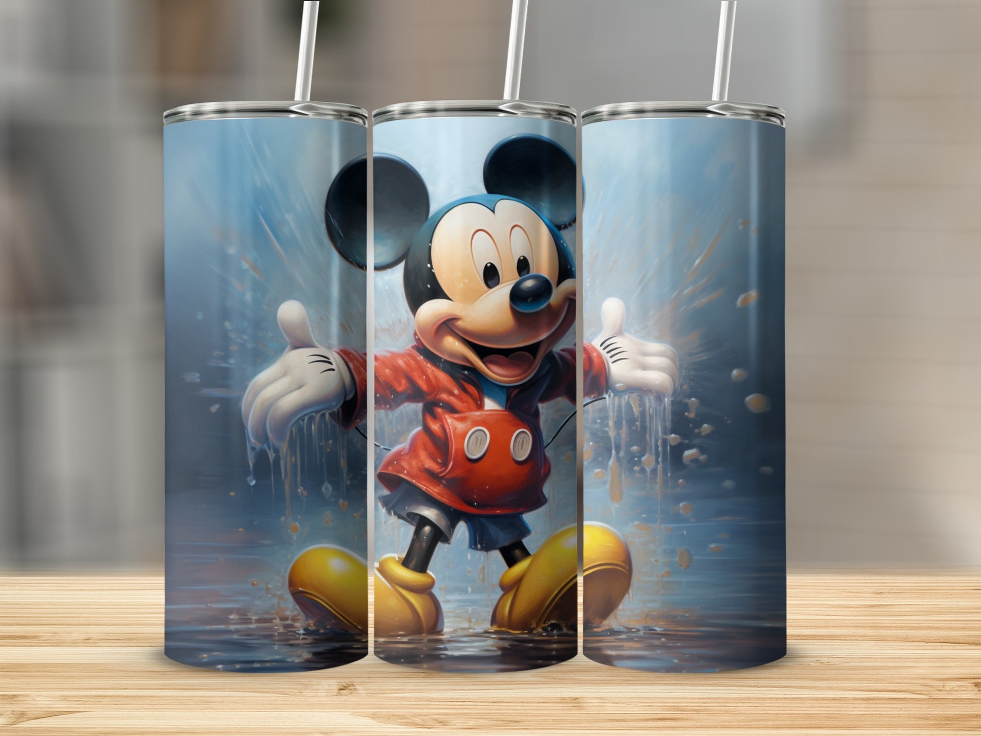 Splashing Mickey Mouse Tumbler Vibrant Cartoon Design