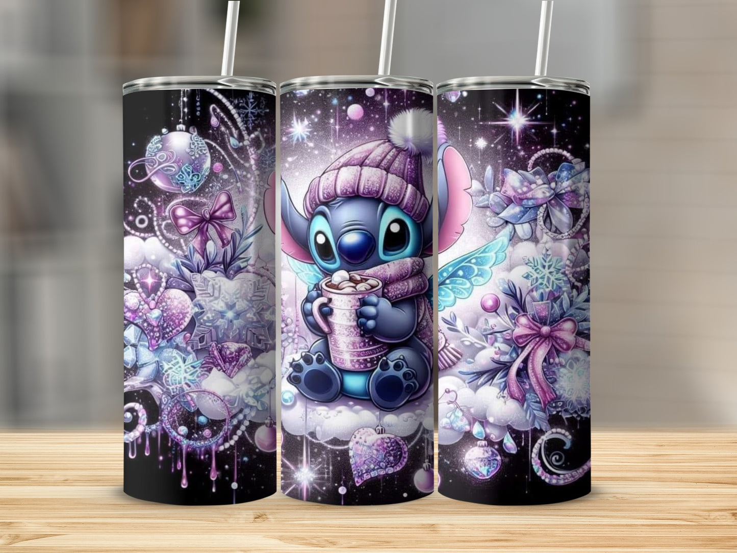 Adorable Winter Design Tumblers with Cute Blue Character