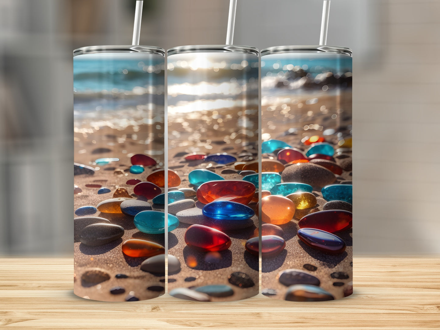 Vibrant Beach Scene Tumblers Perfect for Summer