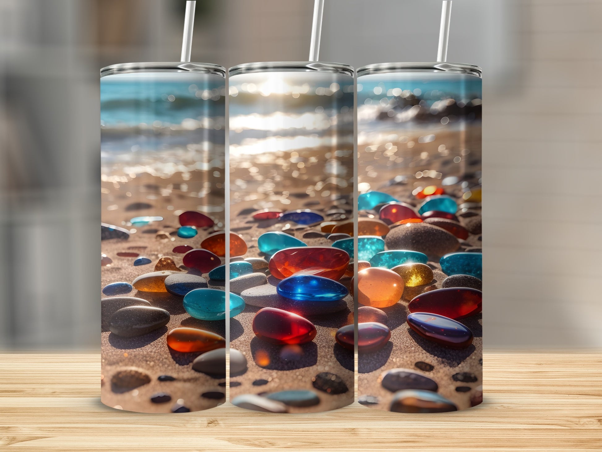Vibrant Beach Scene Tumblers Perfect for Summer