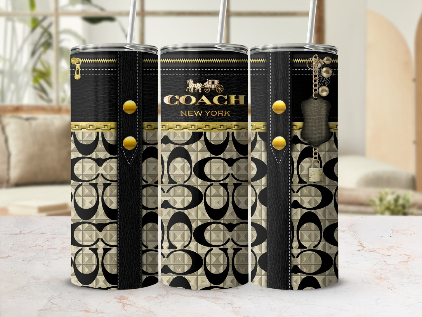 Luxury COACH Designer Pattern Drinkware Collection
