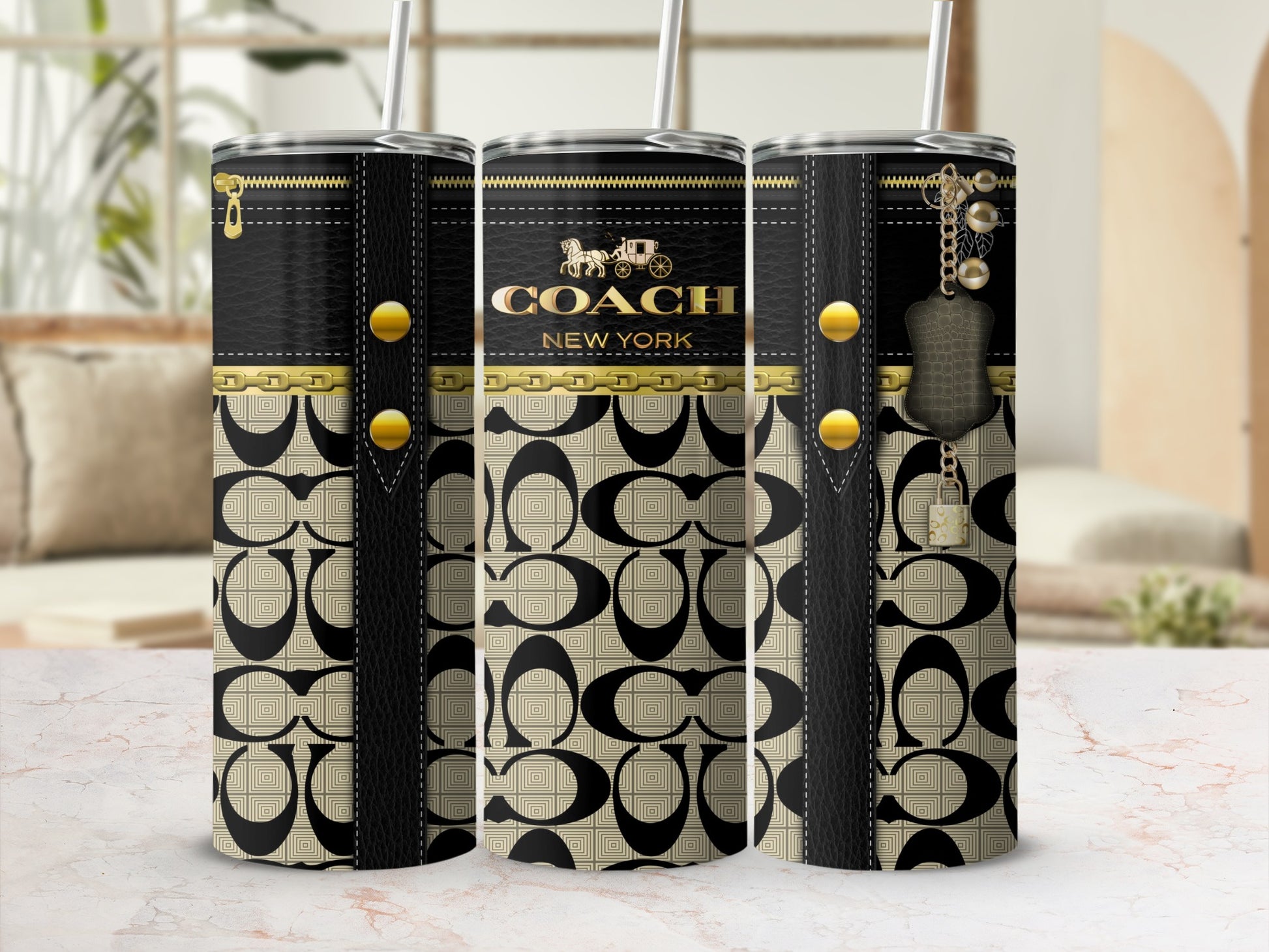 Luxury COACH Designer Pattern Drinkware Collection
