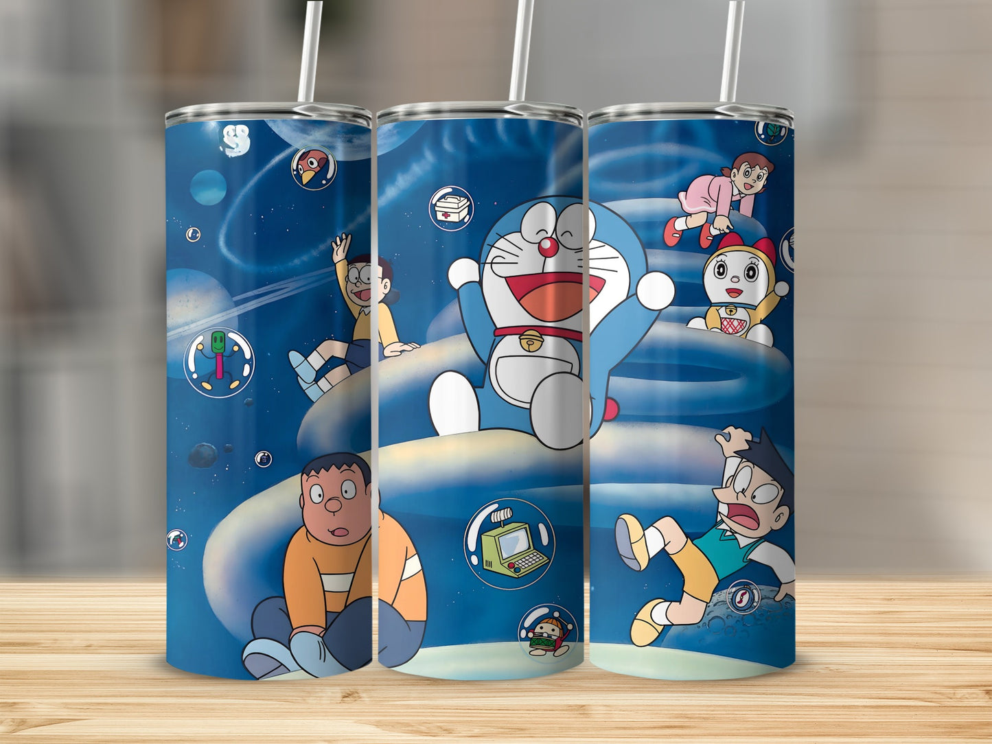 Doraemon And Friends In Space Cartoon Themed Tumblers