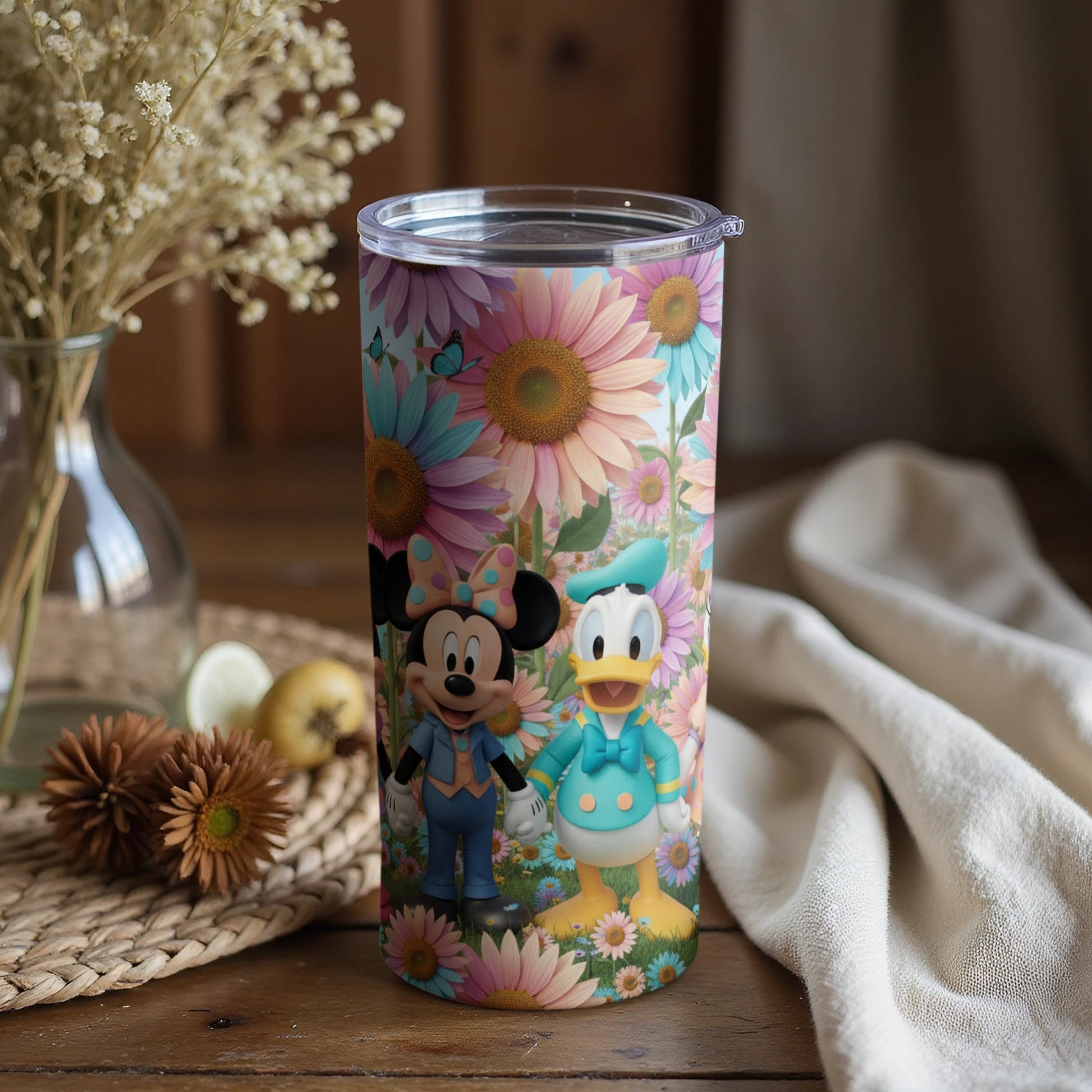 Minnie and Donald Duck Floral Design Insulated Tumbler