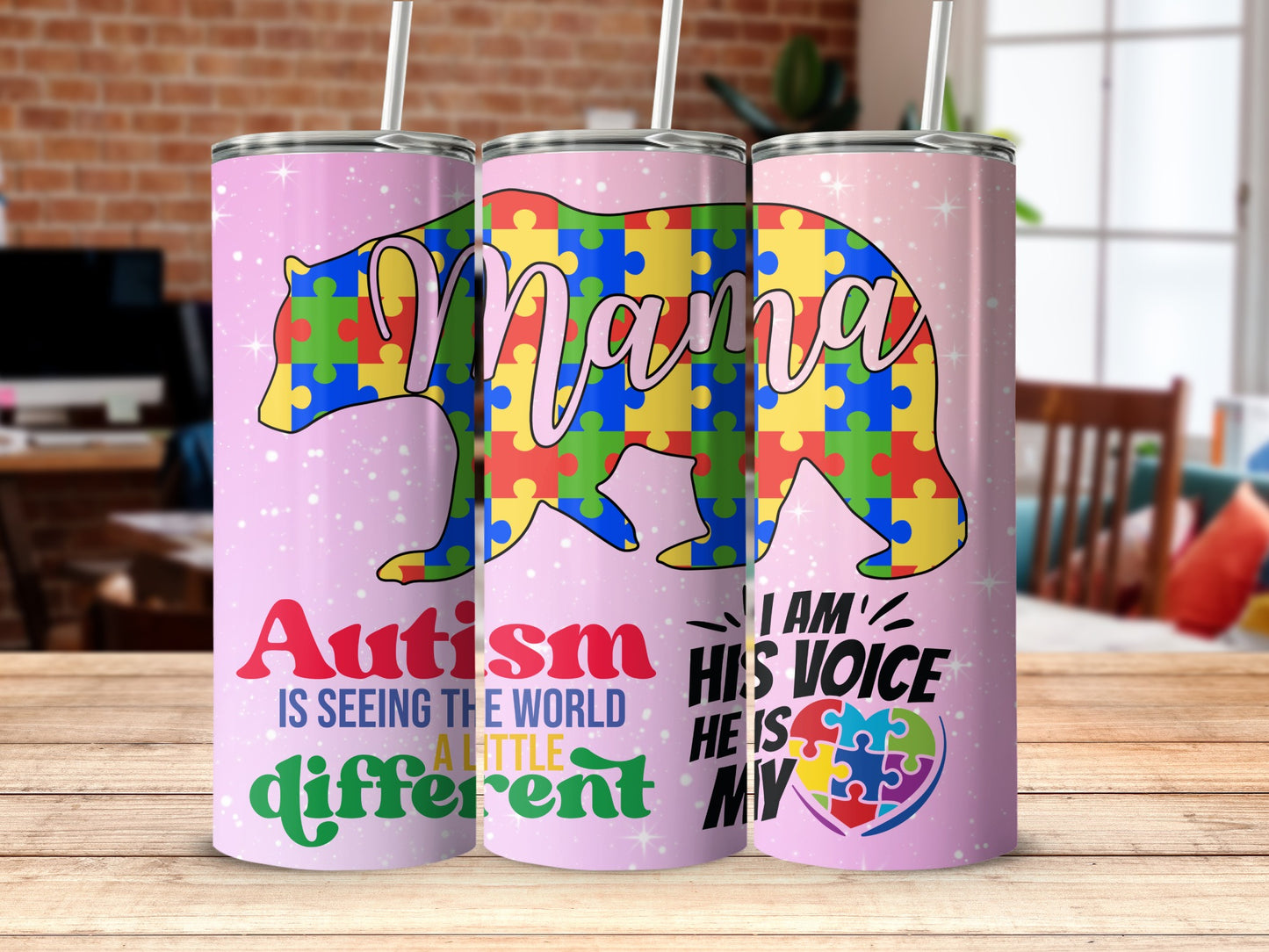 Autism Awareness Mama Design Stainless Steel Tumbler