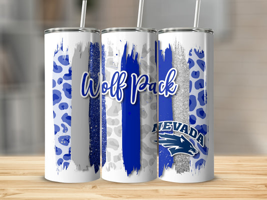Wolf Pack With Nevada Logo Stripes Design Tumblers