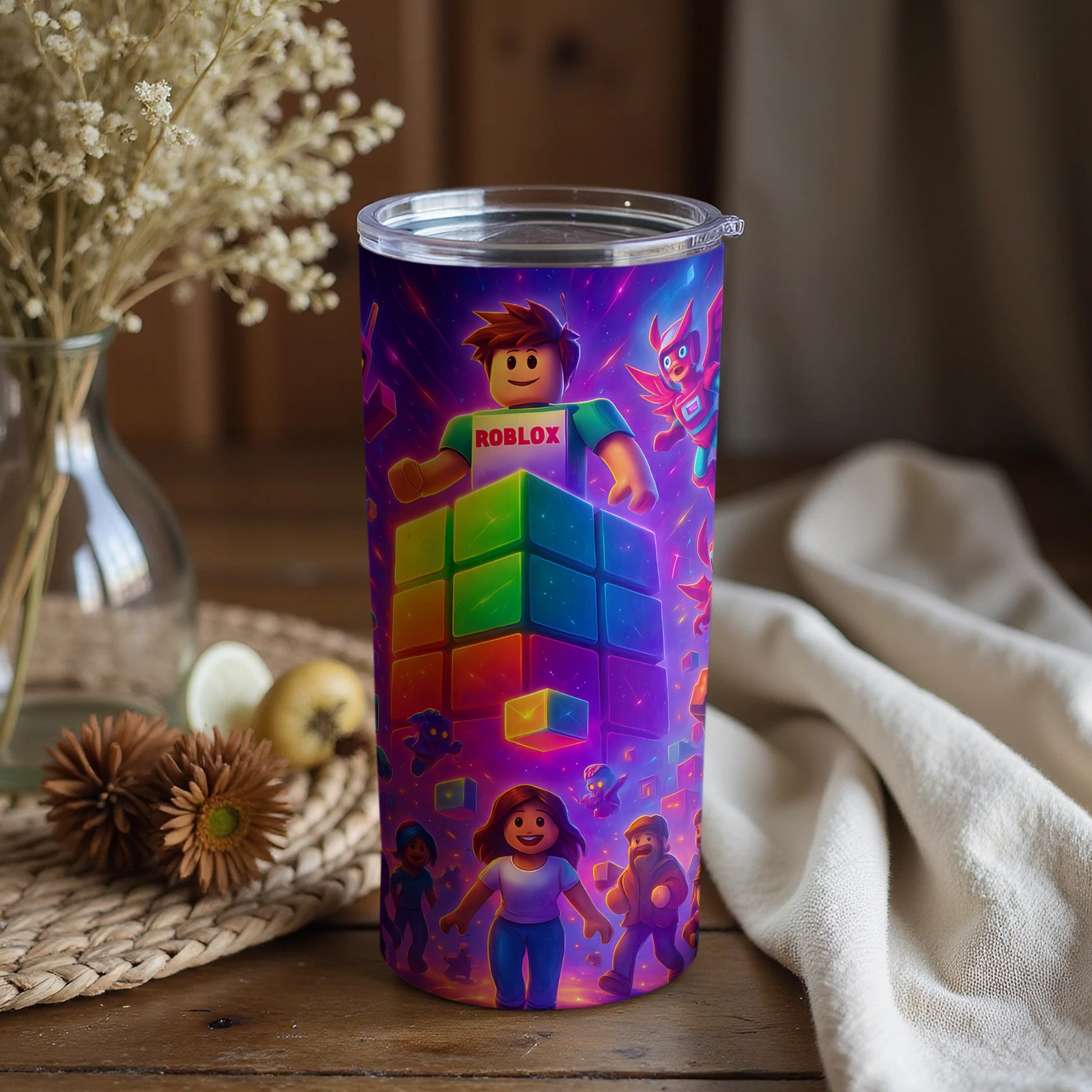 Vibrant Roblox Themed Tumbler Cup for Gamers Fun