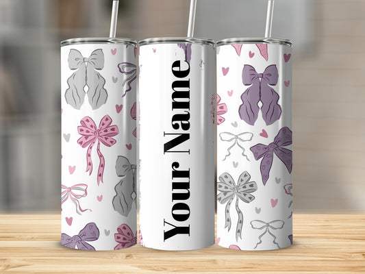 Personalized Cute Ribbon and Heart Design Tumbler Wrap