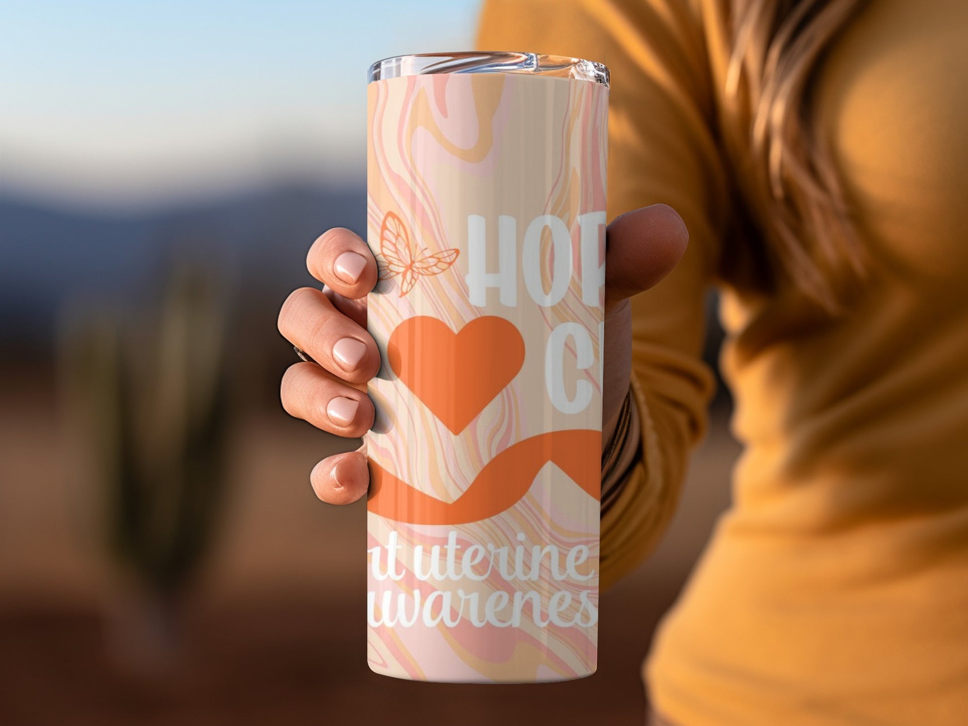 Uterine Awareness Design Hot Pink Heart Tumbler