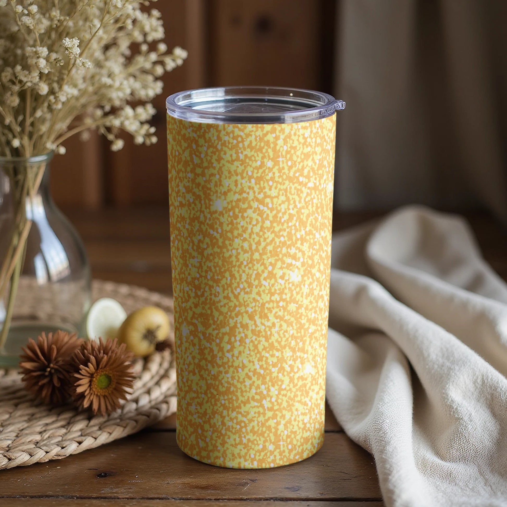 Glittering Yellow Insulated Tumbler for Aesthetic Drinkware