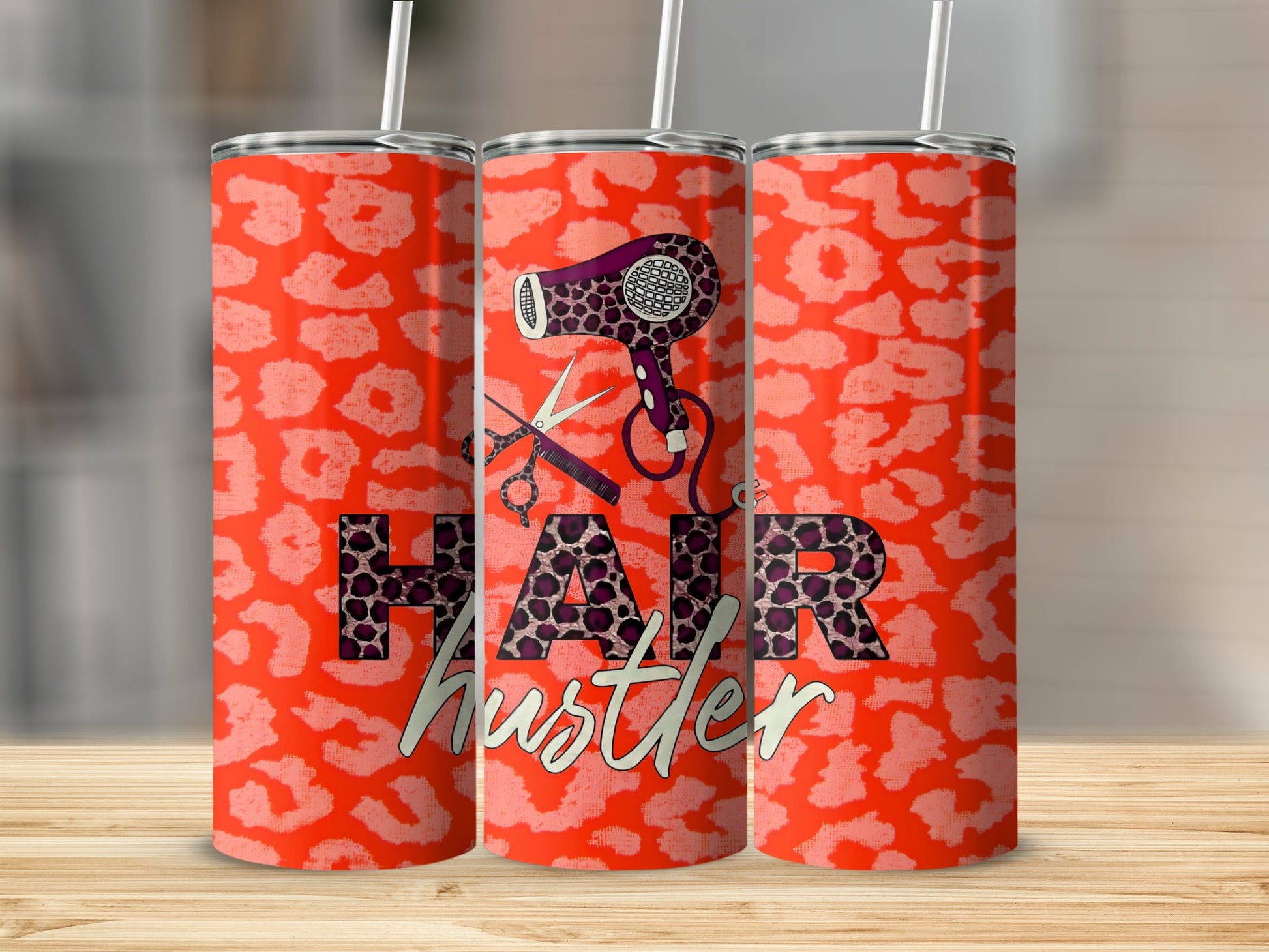 Red Leopard Print Hair Hustler Tumbler